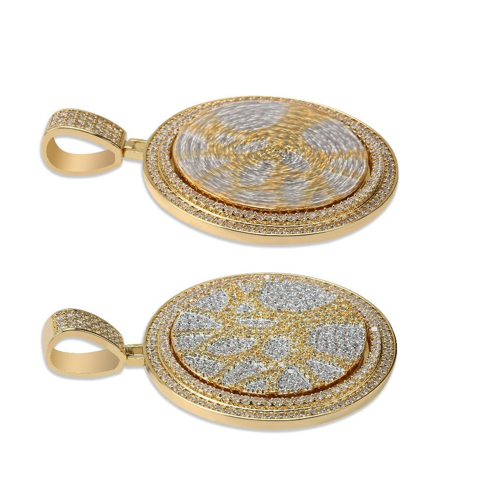 Flooded Ice Tree of Life Rotating Center Piece Hip Hop Pendant Bling Chain Necklace