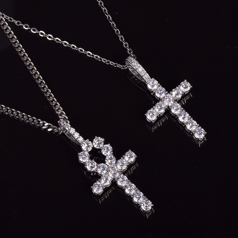 Key To Life | Ankh Cross Gold Silver African Egyptian Pendant Chain Necklace Set