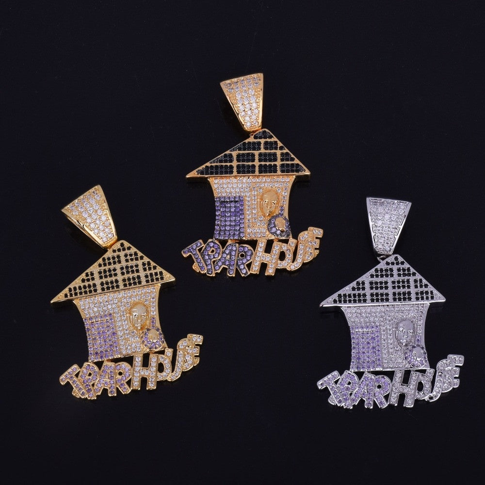 The Trap | 18k Gold 925 Silver Multi Color Hip Hop Trap House Pendant Chain