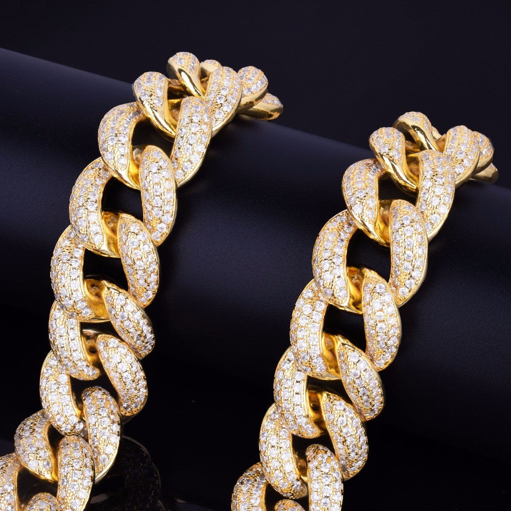 Micro Pave Lab diamond Cuban Link Chain