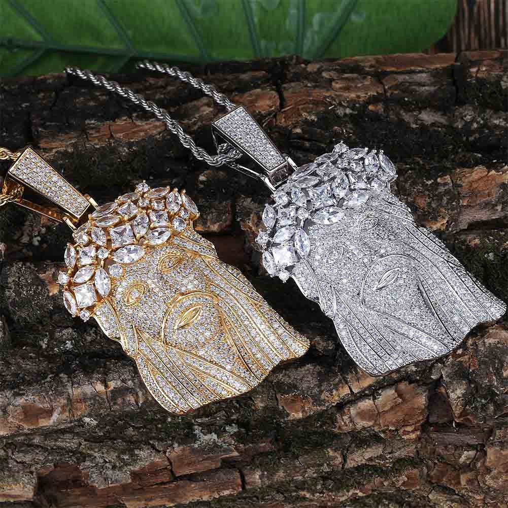 Platinum 18k Gold Big Boy Crown Of Thorns Flooded Ice Hip Hop Jesus Chain Pendant