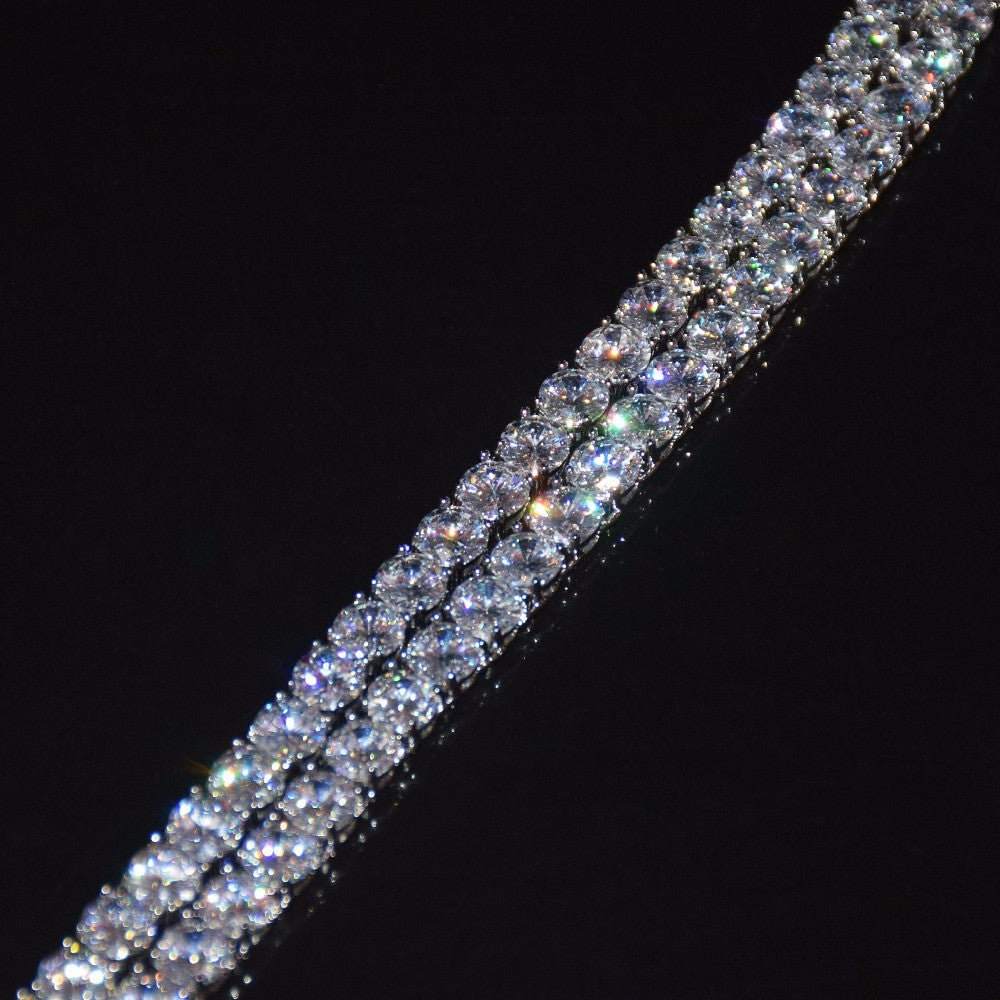 Pronged Ice | 24k Gold 925 Silver 4 Prong 1 Row Tennis Chain Hip Hop Necklace