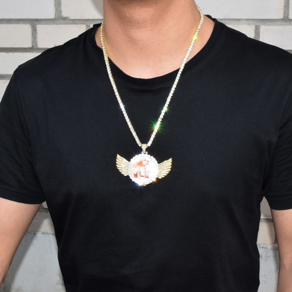 Wings of Angels | VVS Diamond CZ 18k Gold Custom Photo Hip Hop Chain Necklace