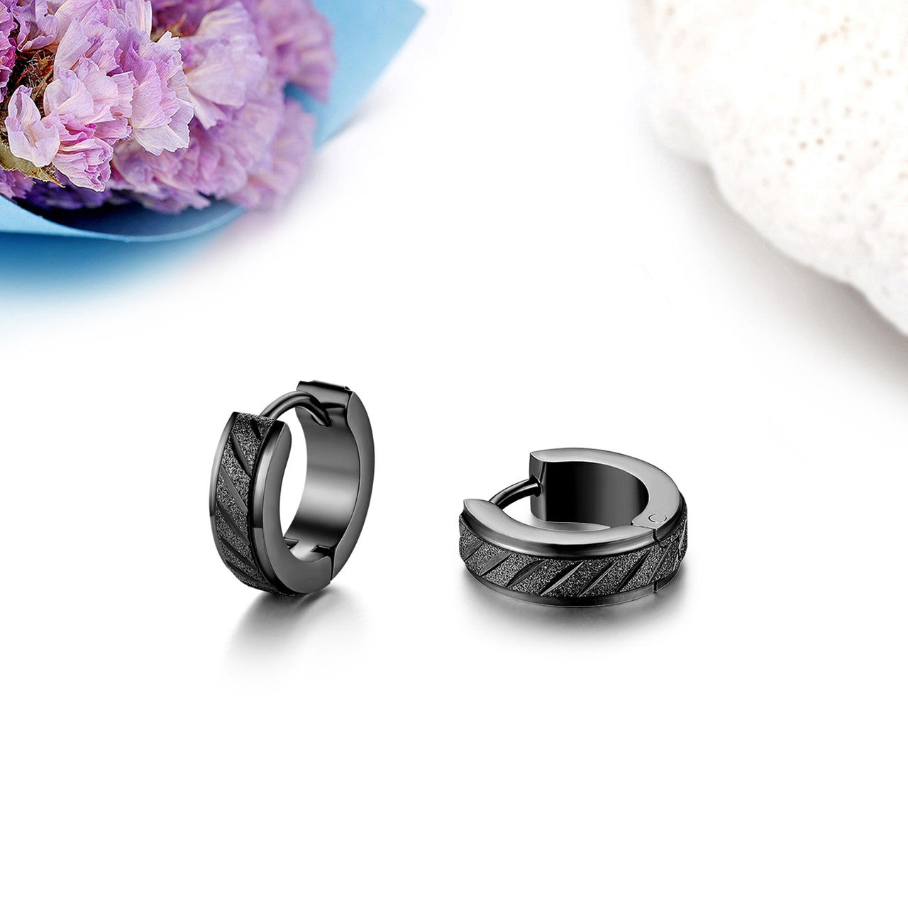 Classic Fashion Round No Fade No Tarnish Stainless Steel Huggie Hoop Bling Earrings