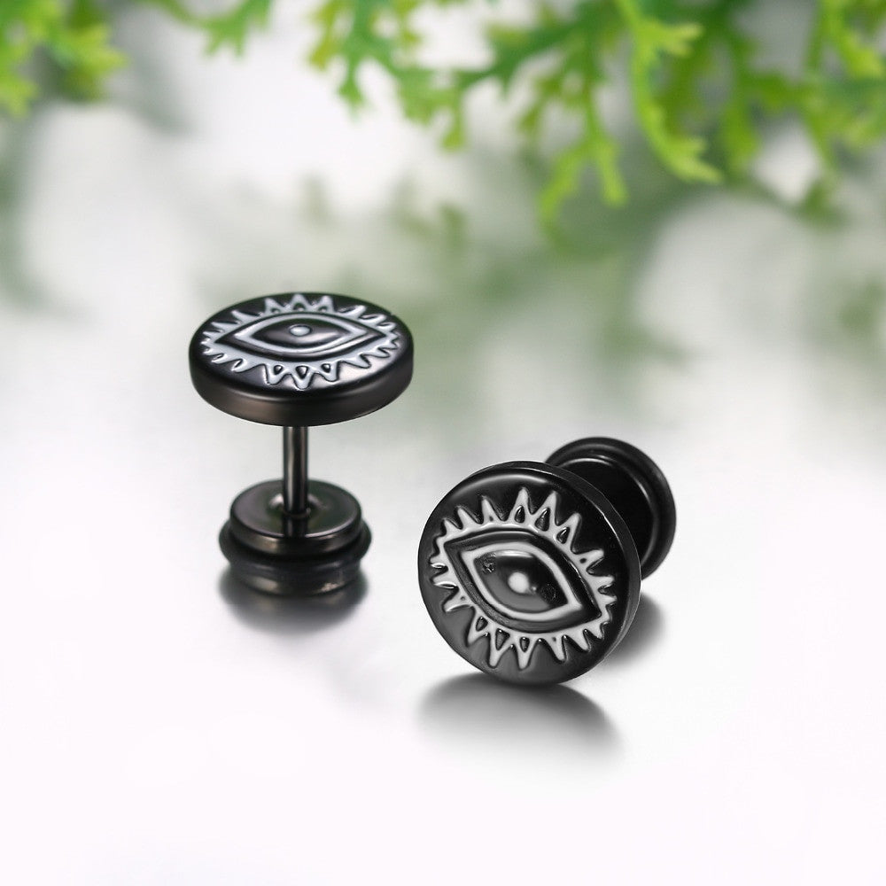 Black Silver 14k Gold over Solid No Tarnish Stainless Steel All Seeing Eye Bling Earrings