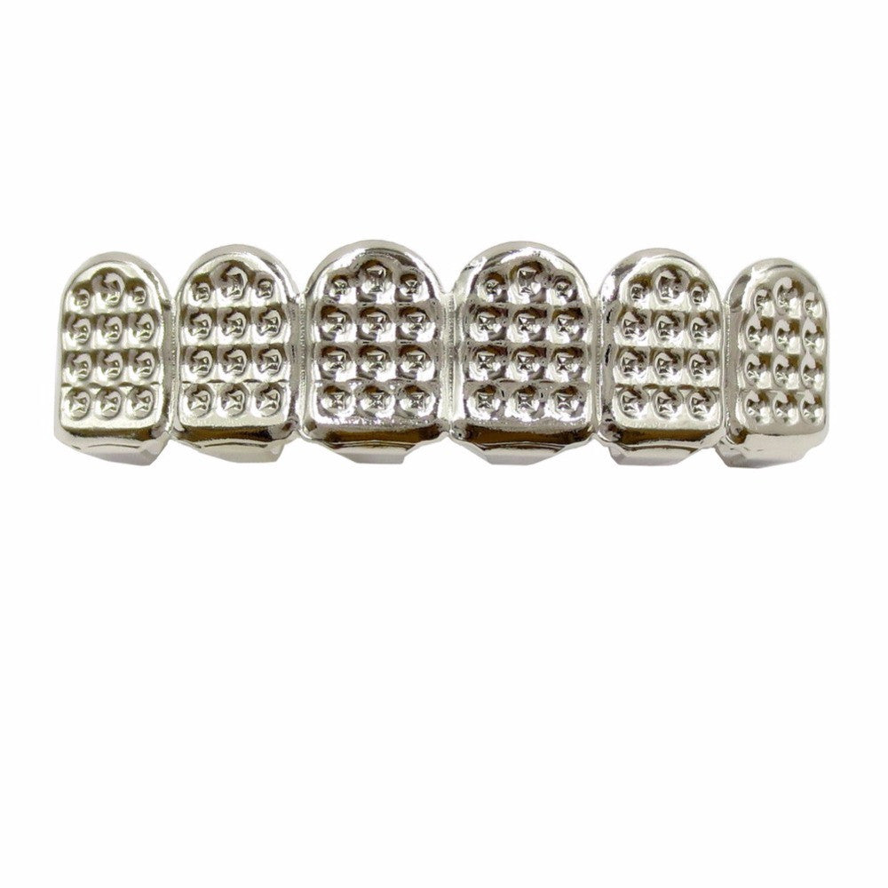 Silver Gold 6 Tooth Diamond Cut Top Hip Hop Grill