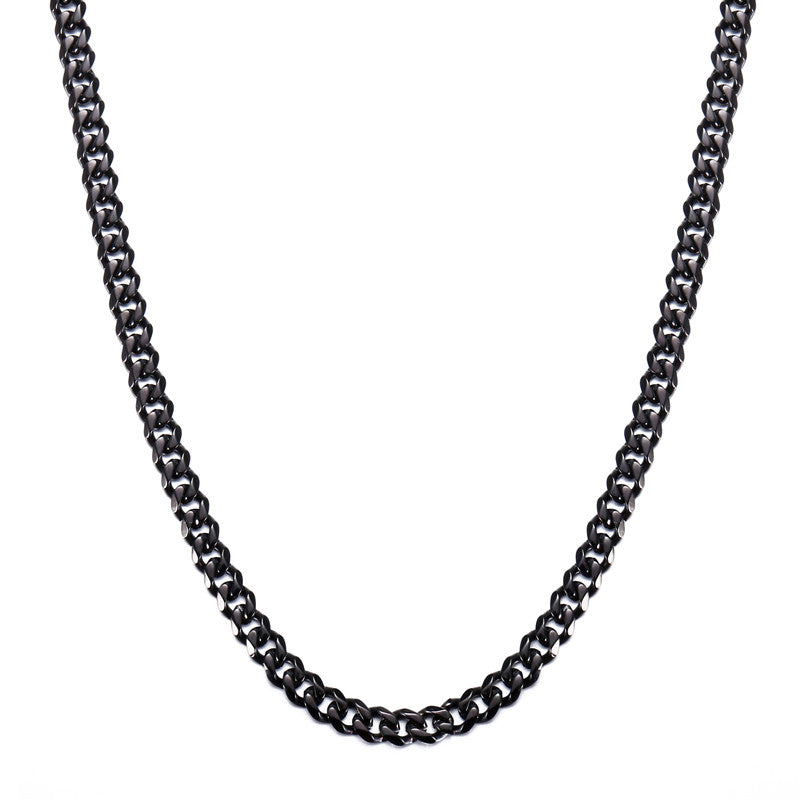 Mens 6MM 14k Gold Silver Black 316L Stainless Steel Miami Cuban Link Chain Necklace