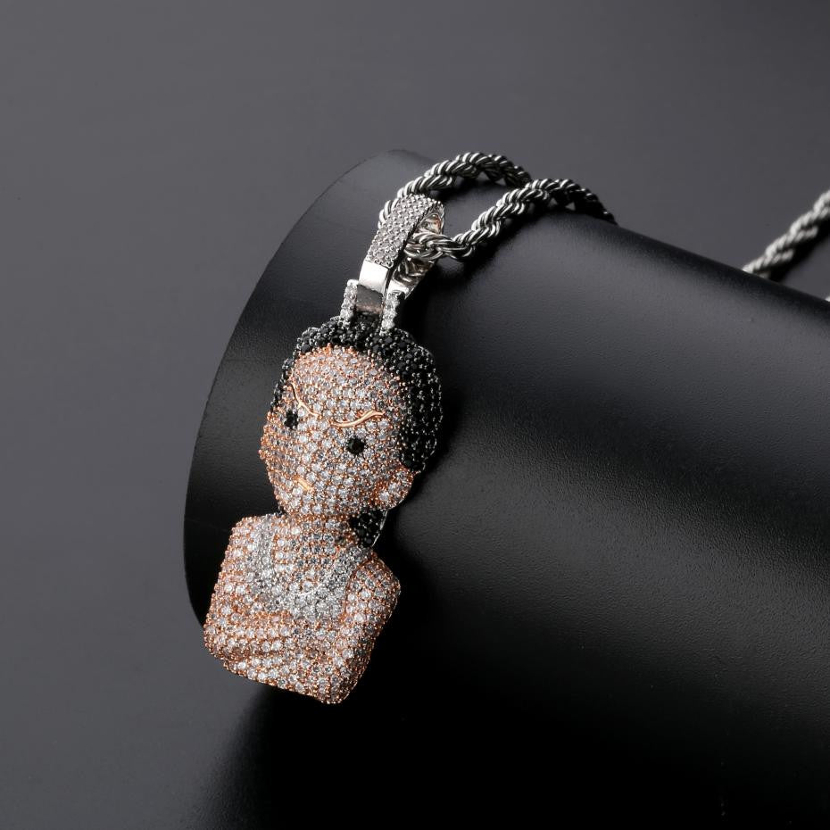 Hip Hop Boondocks Goon Simulated Diamond Riley Inspired Pendant Chain Gold
