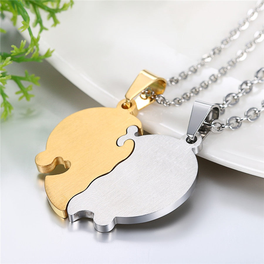 2 Piece Tree Of Life Heart Couples Love No Fade Bling Stainless Steel Pendant Chain Necklace