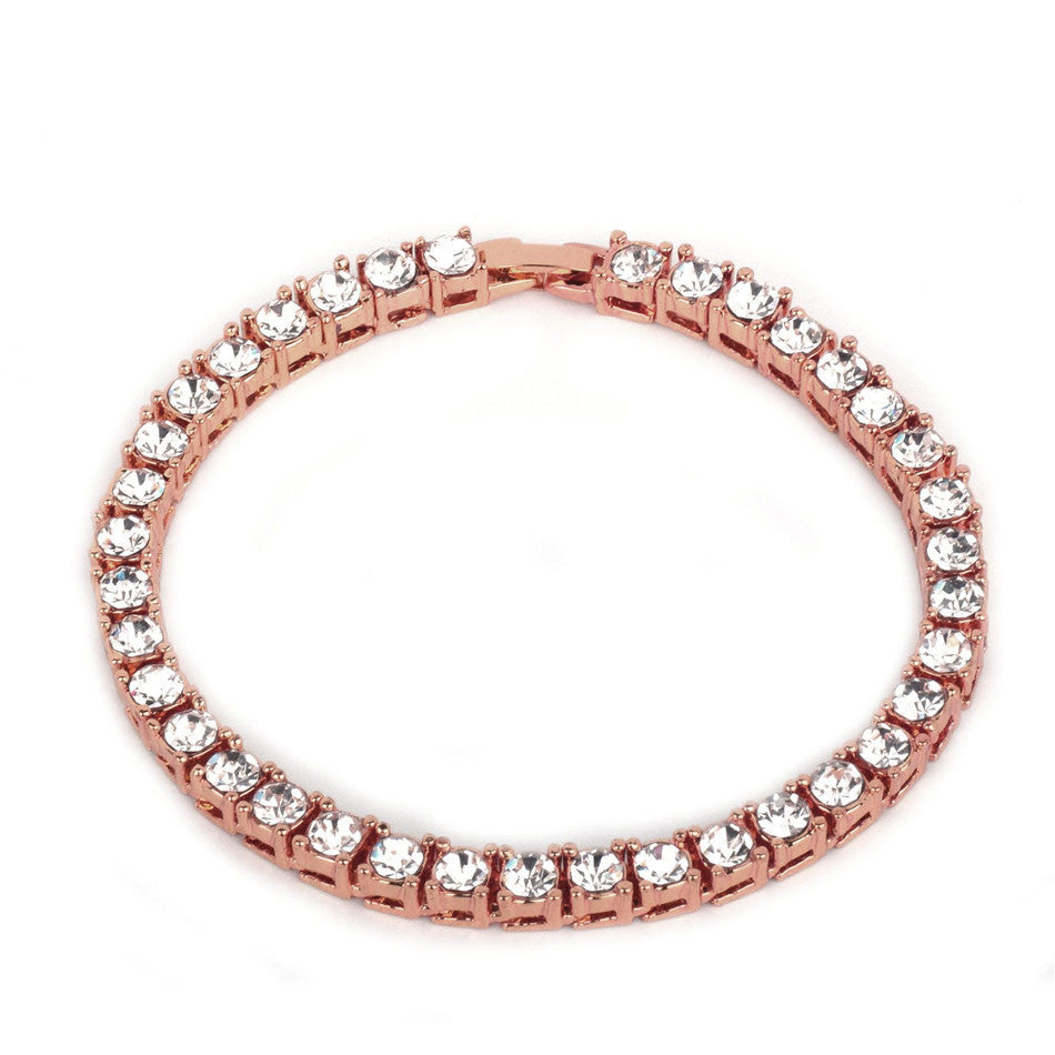 Tennis Classic Bracelet | Hip Hop 14k Rose Gold Silver Simulate Diamond Bracelet