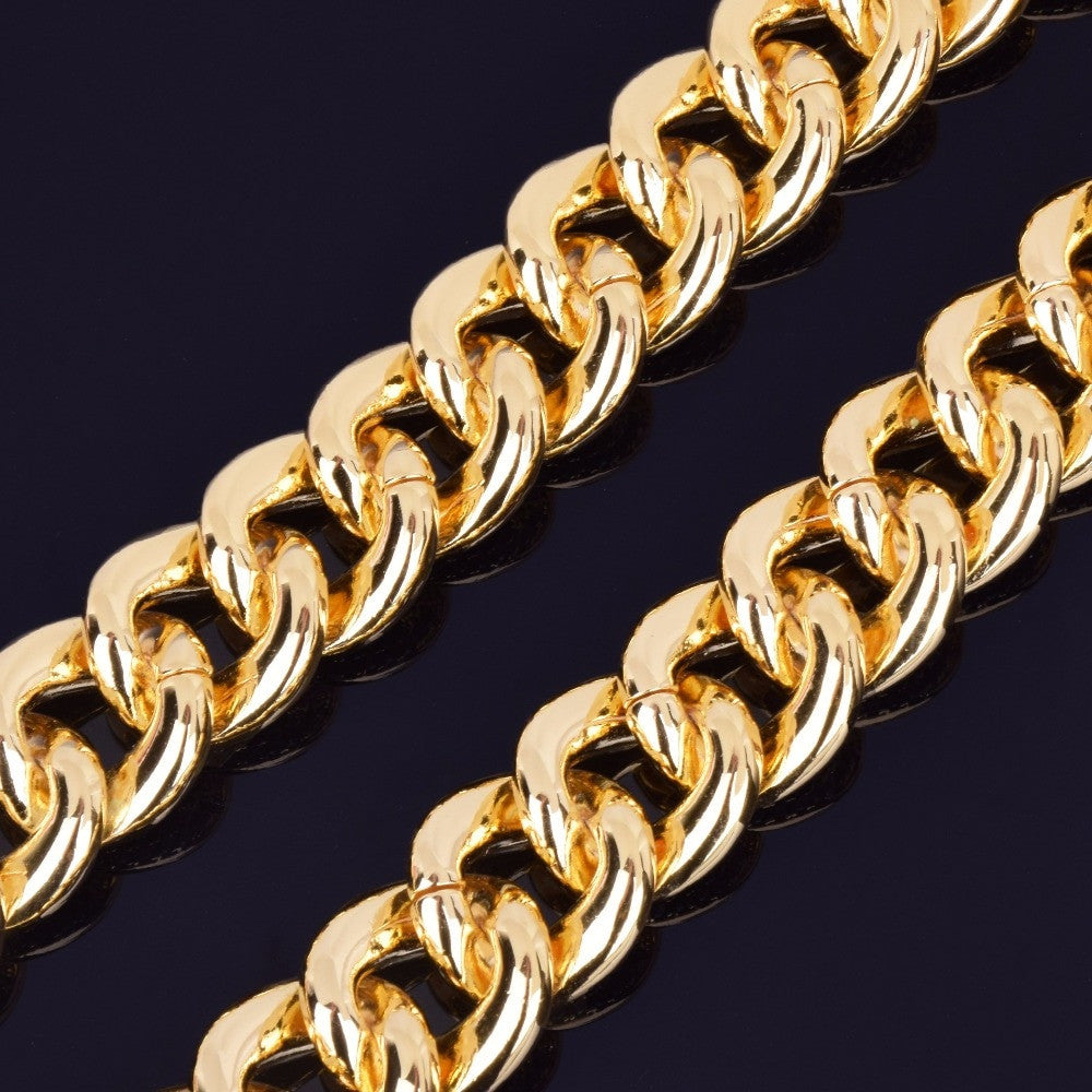 Miami Cuban Link 23mm 24k Gold Silver Rose Gold Hip Hop Chain Bracelet Set