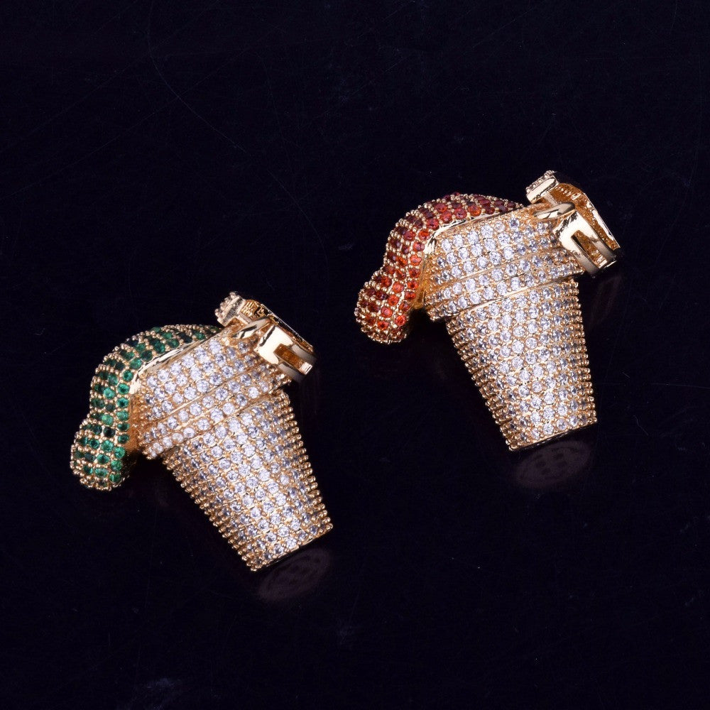 AAA True Micro Pave 24k Gold .925 Silver Lean Cup Drank Hip Hop Pendant Chain Necklace