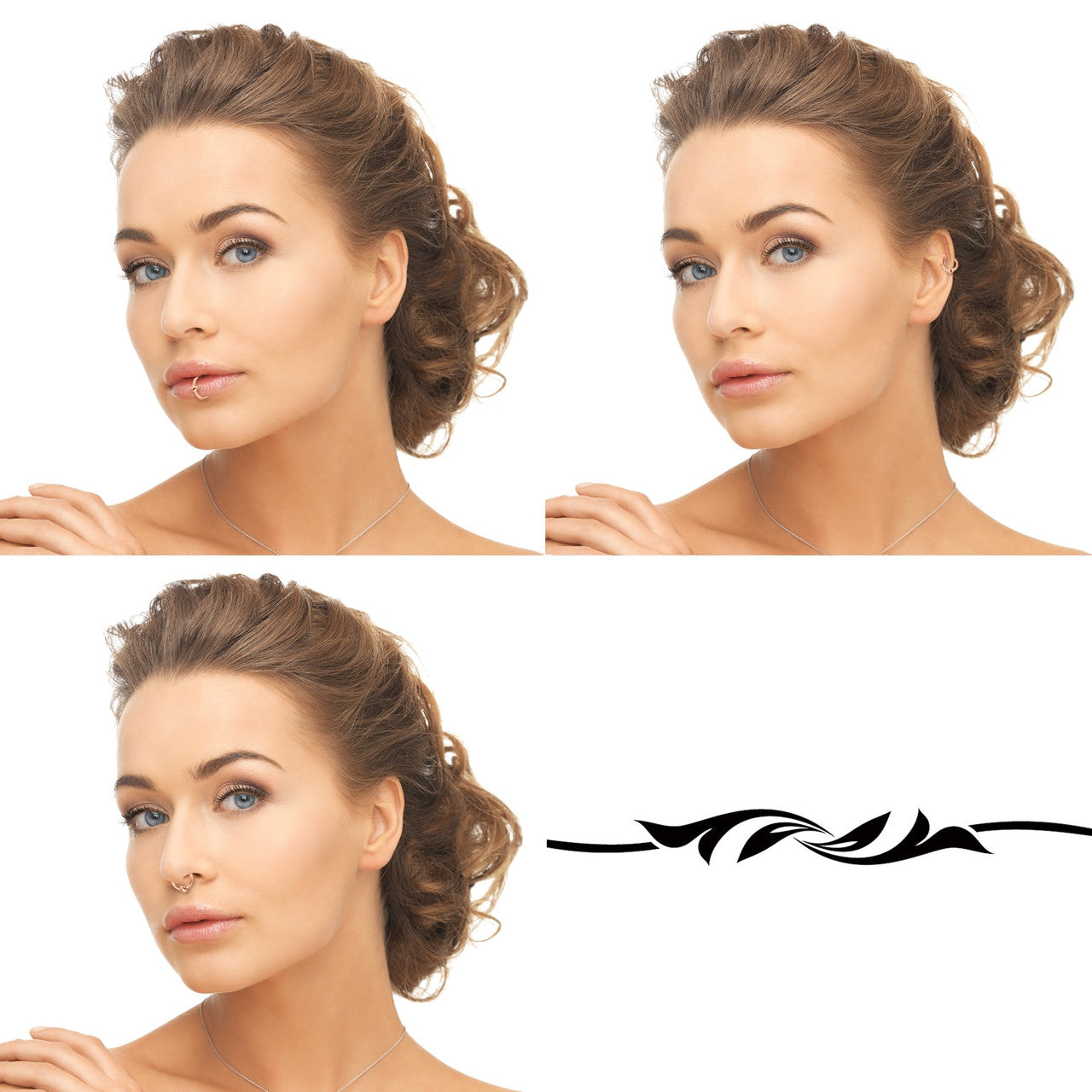 No Fade Stainless Steel 16G Fake Piercing Nose Lips Ear Earrings