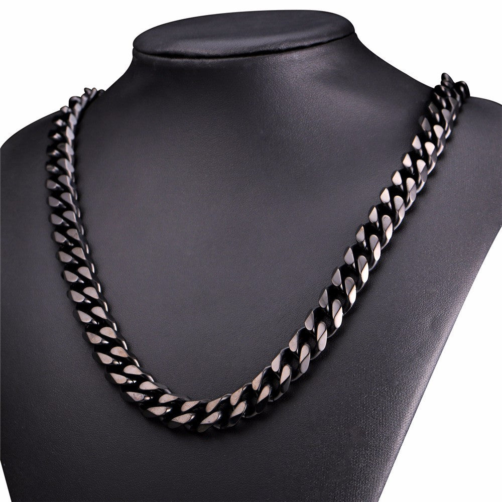 Black Ion Anto Tarnish Miami Cuban Link Chain Necklaces