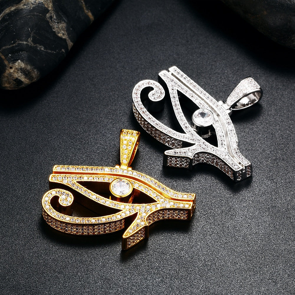 18k Gold 925 Silver Ancient African Eye Of Horus Hip Hop Pendant Chain