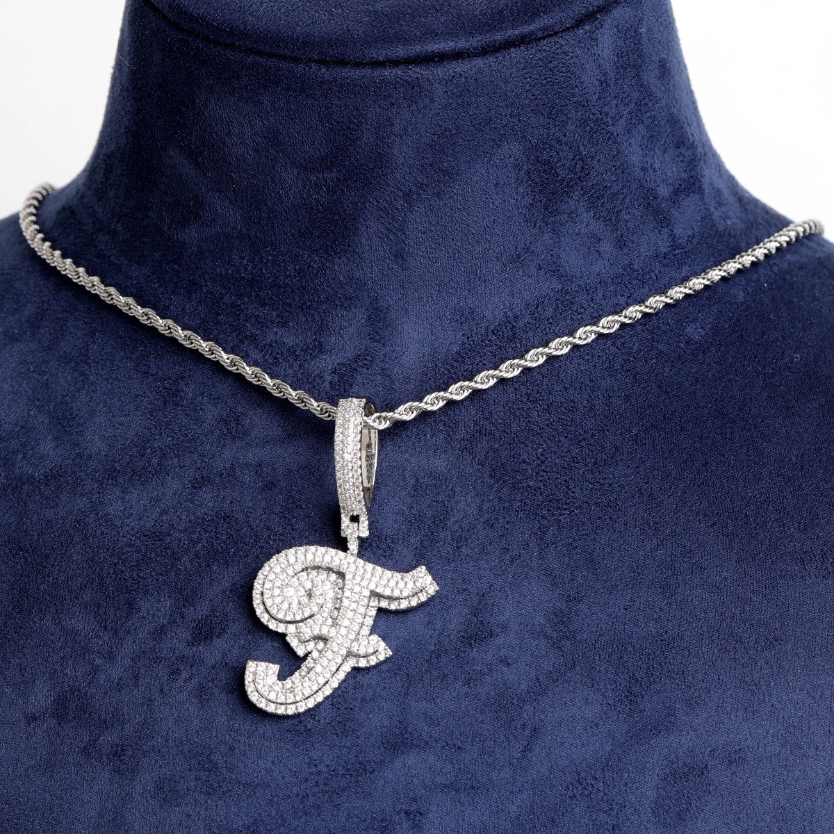 24k Yellow Gold 925 Silver 3A True Micro Pave Print Initial Letters Bling Pendants