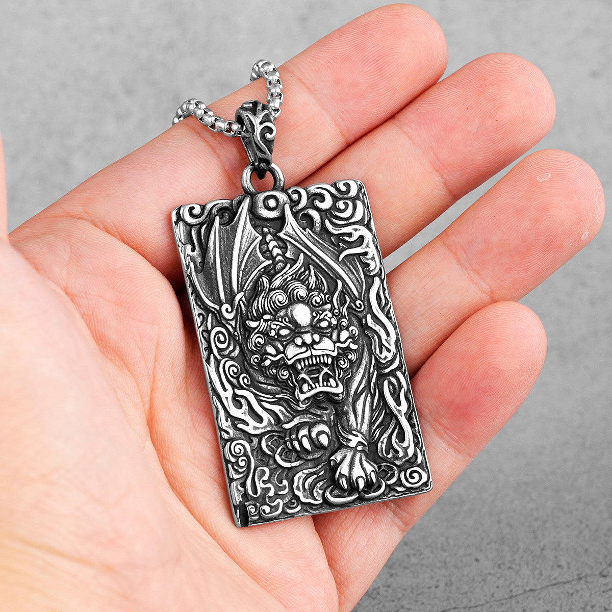Mens Chinese Unicorn Stainless Steel Brave Troops Street Wear No Fade Pendant