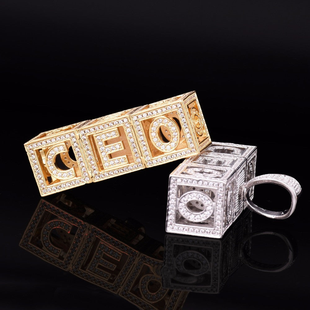 Golden Melody | Hip Hop Baby Block Custom Nameplate Pendant