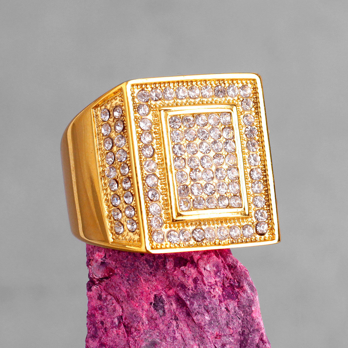 Domain | 14k Gold Over 316L No Fade Stainless Steel Luxury King CZ Stone Hip Hop Rings