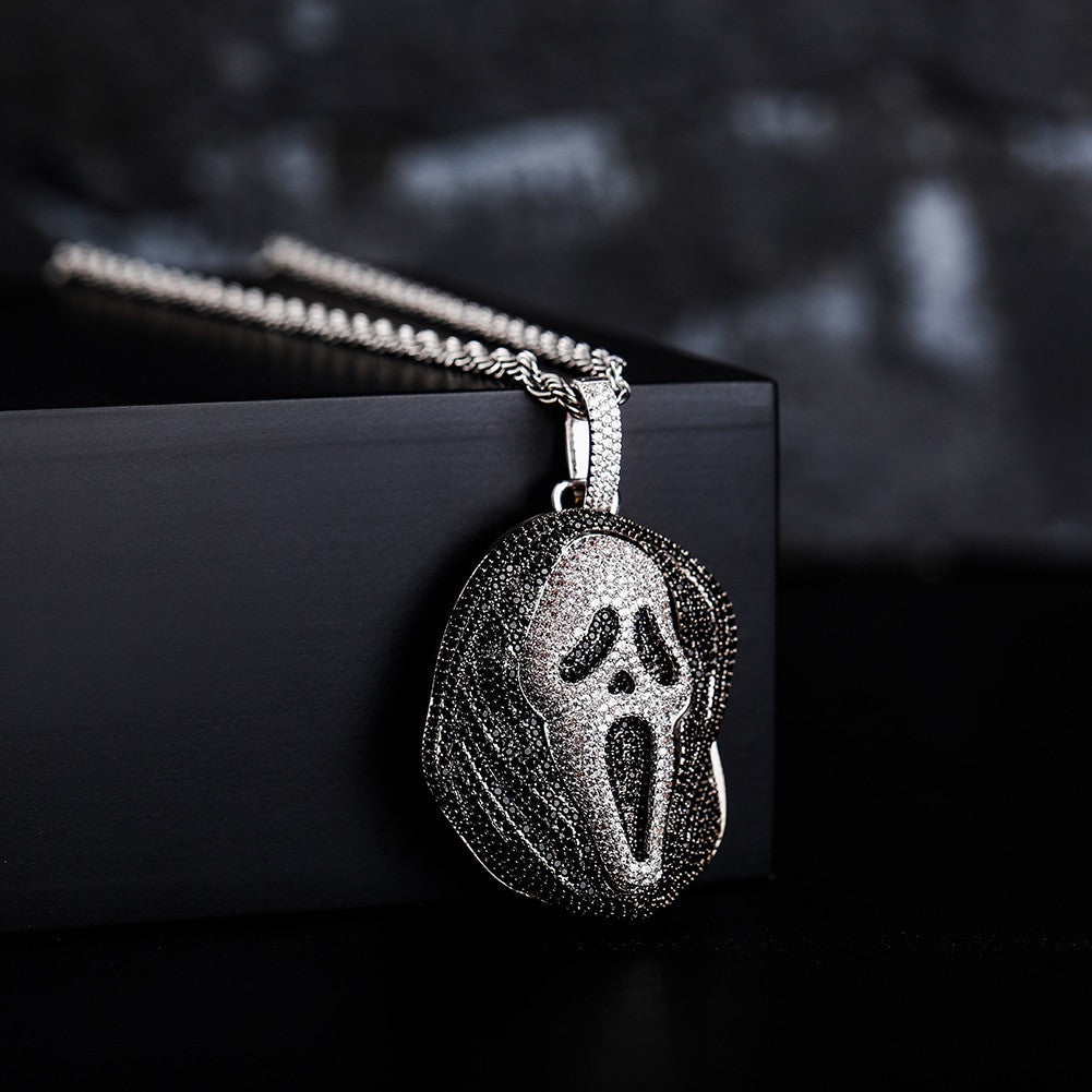 New Fashion Flooded Ice Dead Zone Scream Mask Hip Hop Pendant Chain Necklace