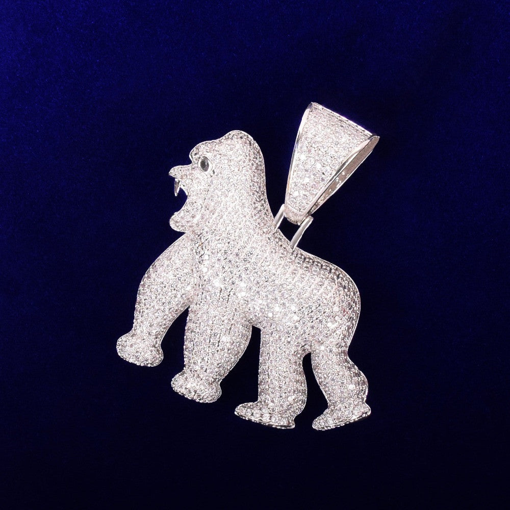 Bling .925 Silver Apshit Gorilla Hip Hop Pendant