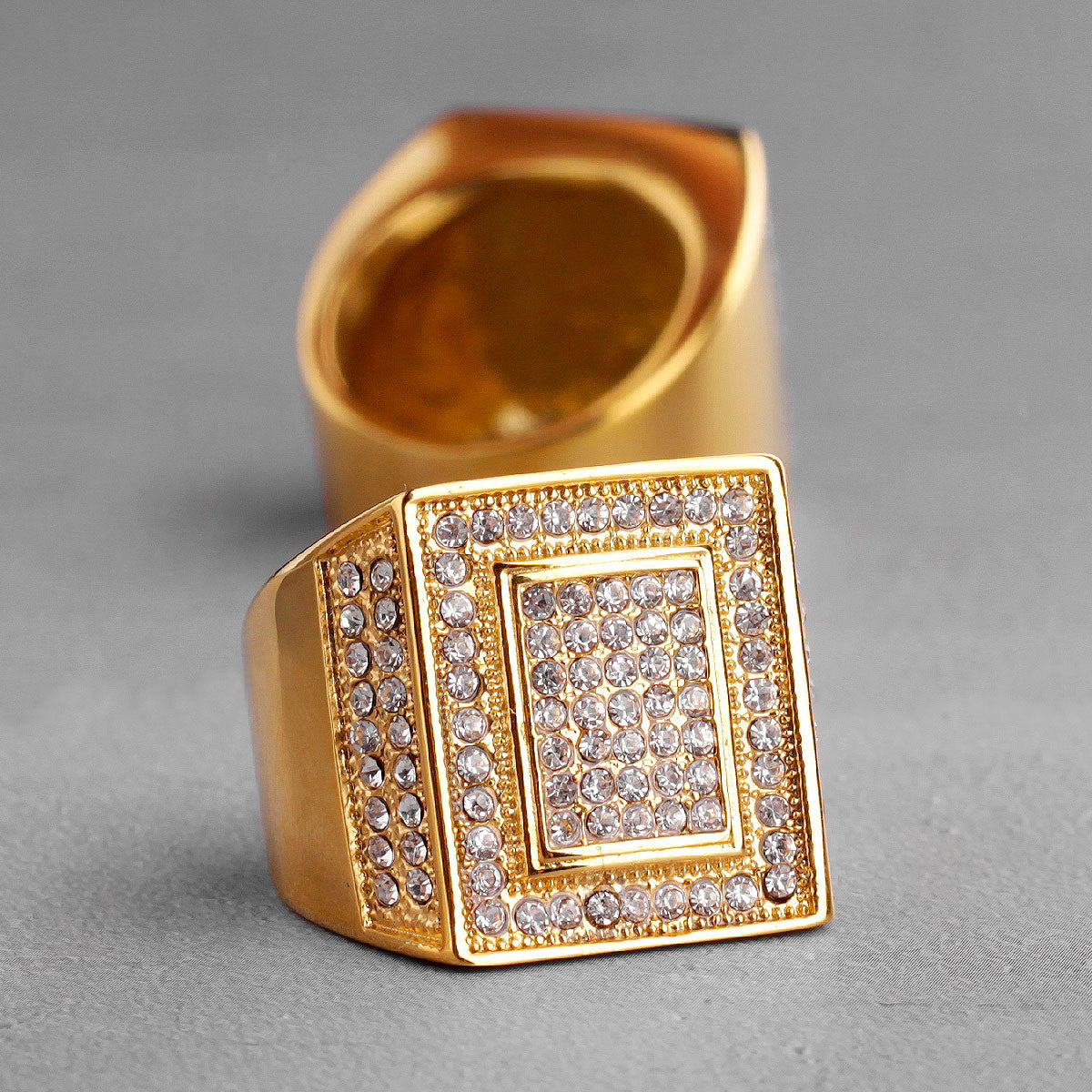 Domain | 14k Gold Over 316L No Fade Stainless Steel Luxury King CZ Stone Hip Hop Rings