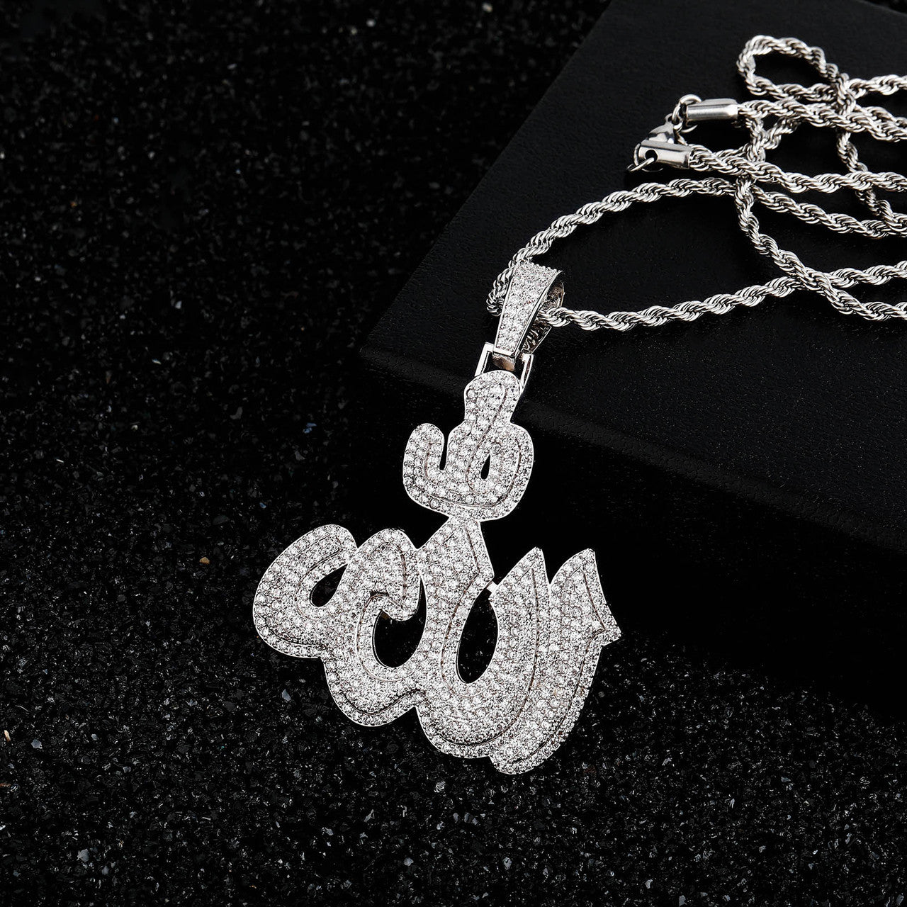 Total Iced New Allāh Bling AAA True Micro Pave Spiritual Pendant Chain Necklace