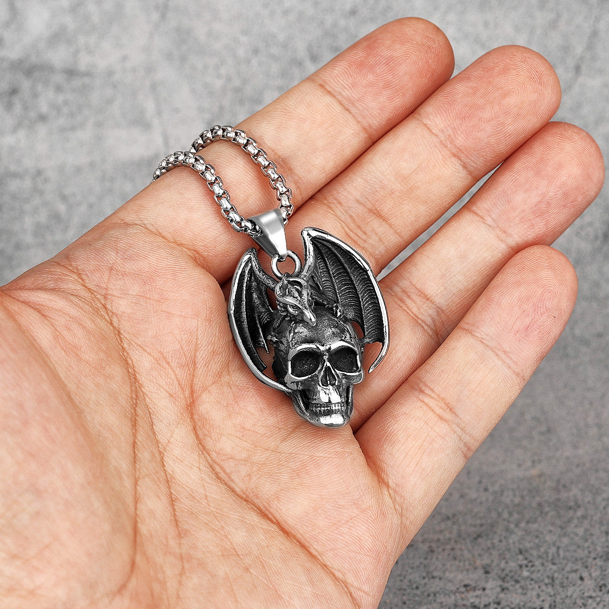 Demon Dragon | 316L No Fade Stainless Steel Skull Street Wear Pendant Chain Necklace