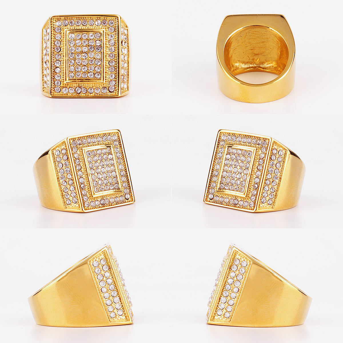 Domain | 14k Gold Over 316L No Fade Stainless Steel Luxury King CZ Stone Hip Hop Rings