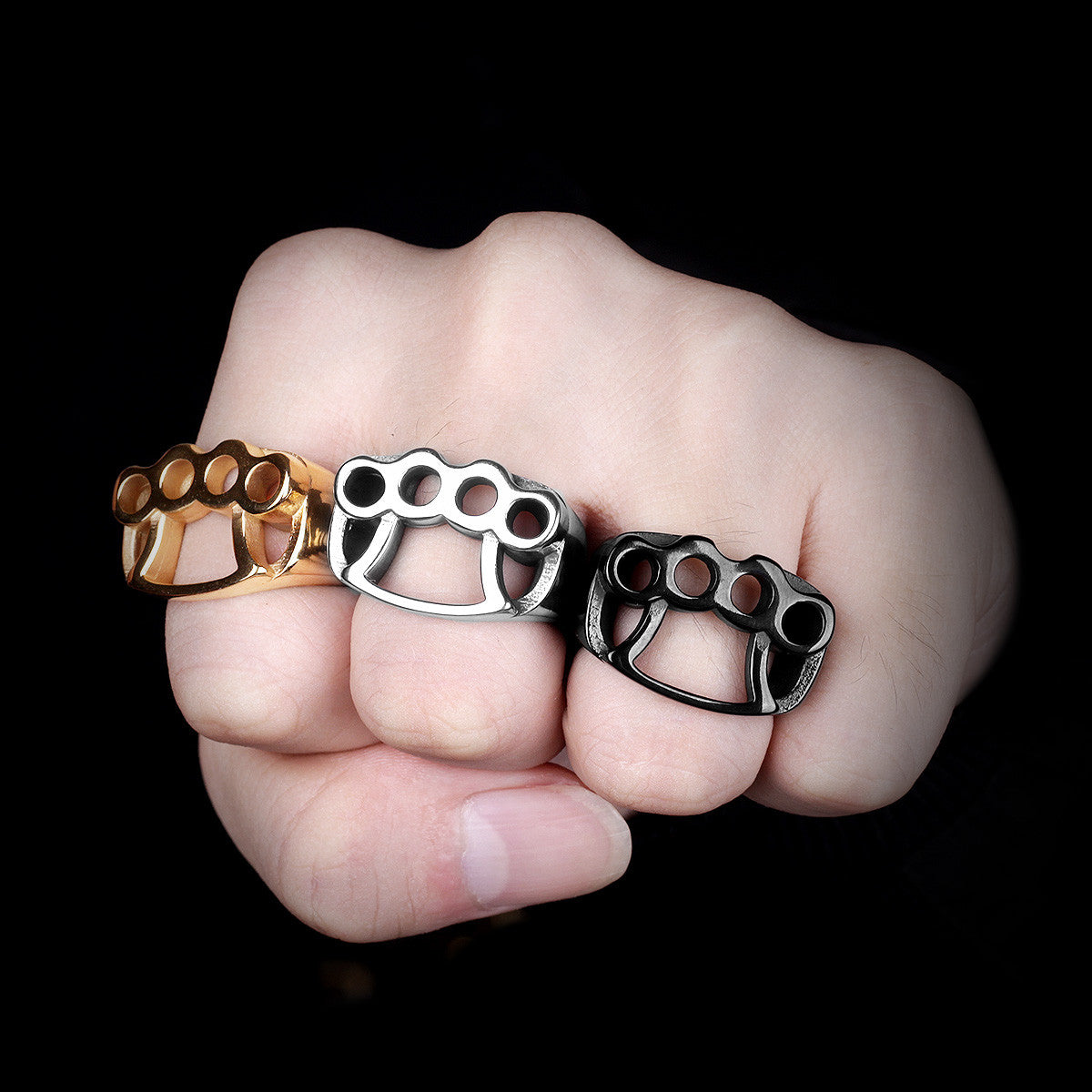 Mens No Fade 316L Stainless Steel Brass Knuckles Street Wear Hip Hop Rings