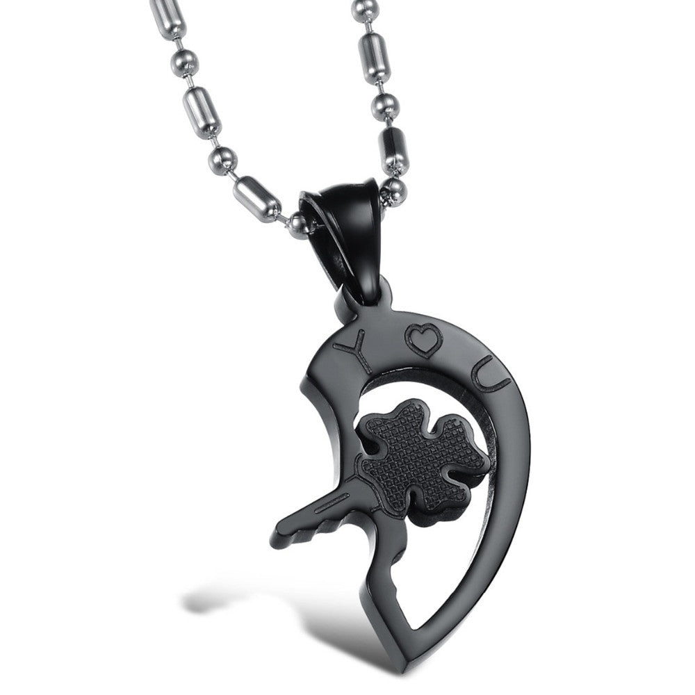 Couples Lock and Key To My Heart No Fade Stainless Steel Bling Pendant Necklace