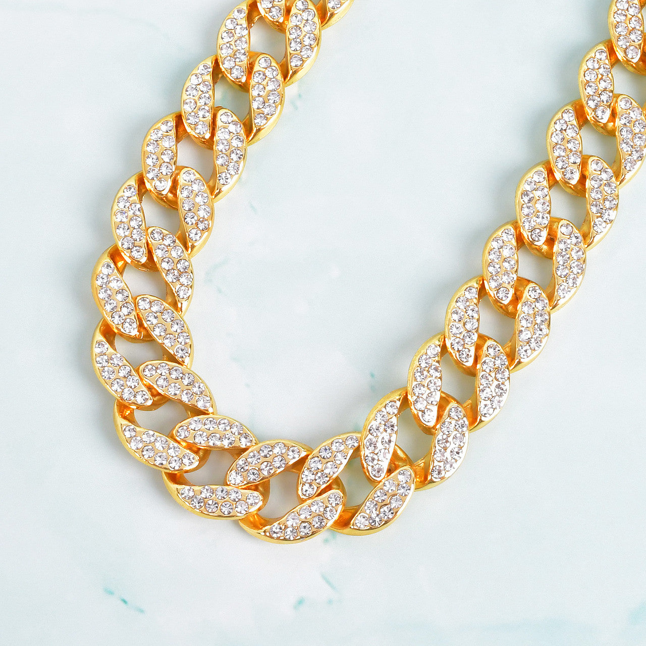 Iced Blinged Out 15mm Miami Cuban Link Hip Hop Chain Necklace