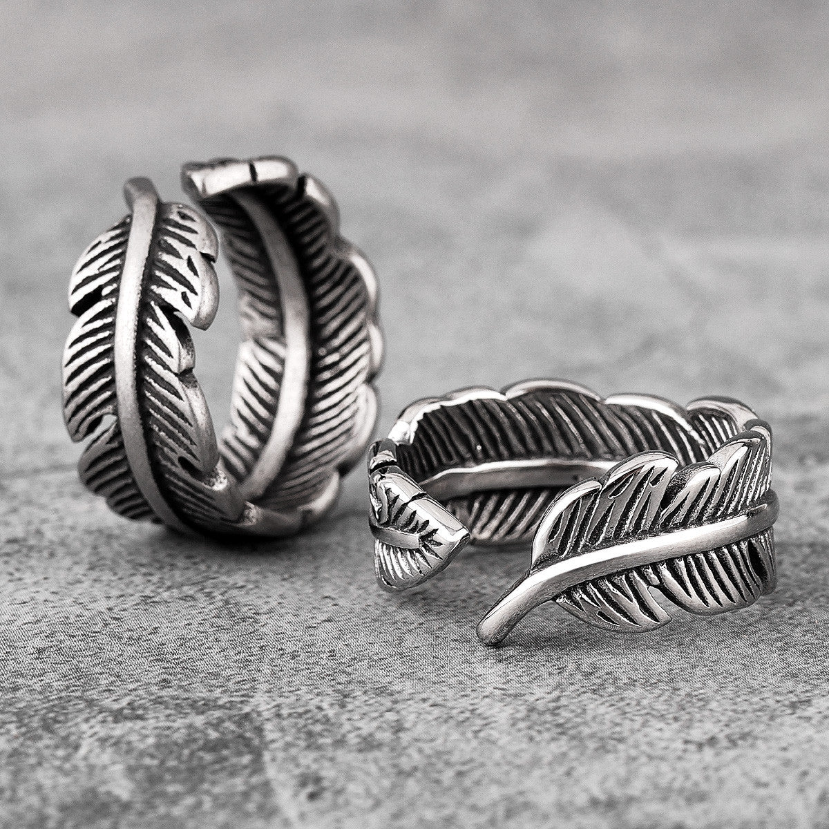 Vintage Eagle Feathers | 316L Stainless Steel Bird Feather Unique Street Style Rings