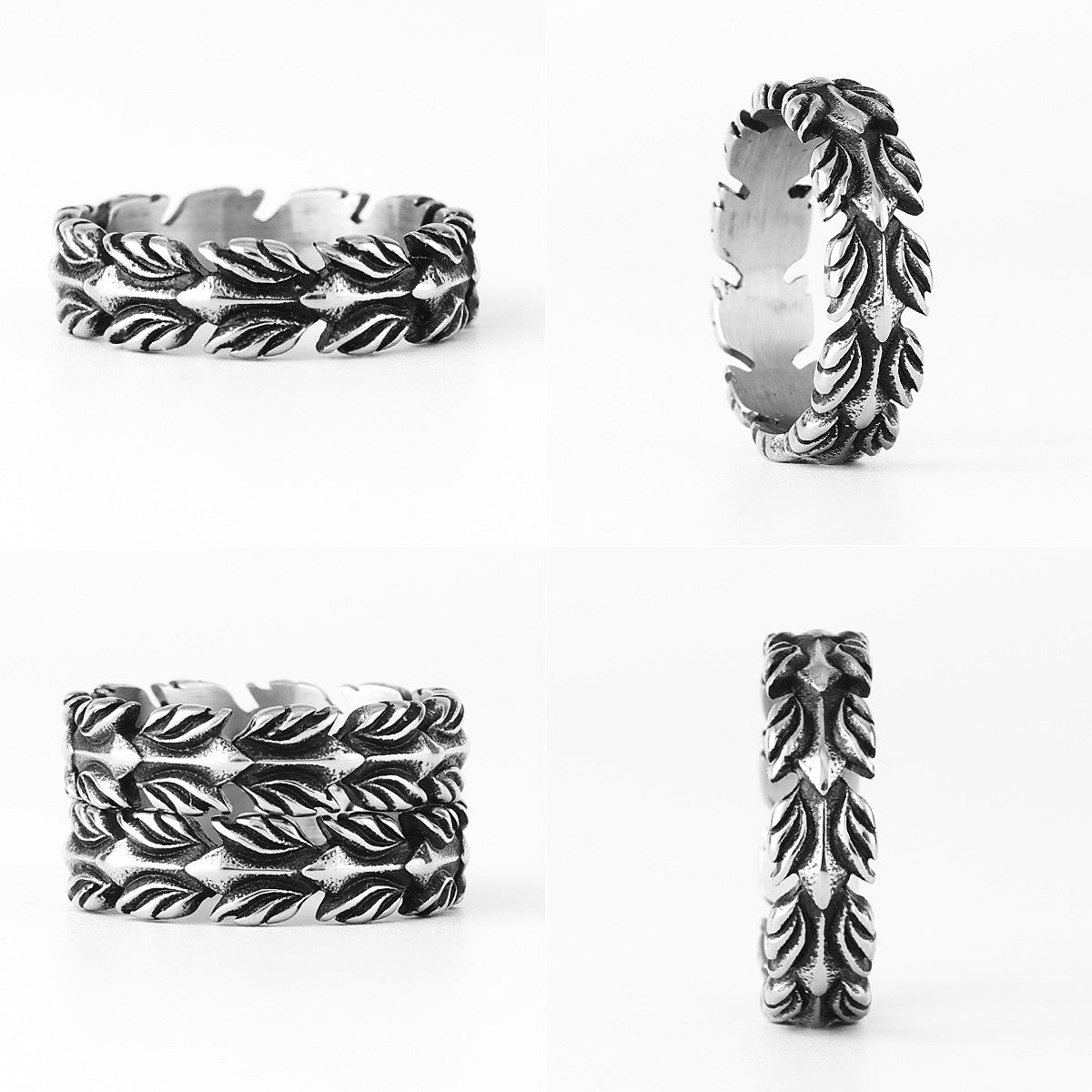 Lucky Olive Branch | No Fade Stainless Steel Vintage Designer Men's Casual Rings