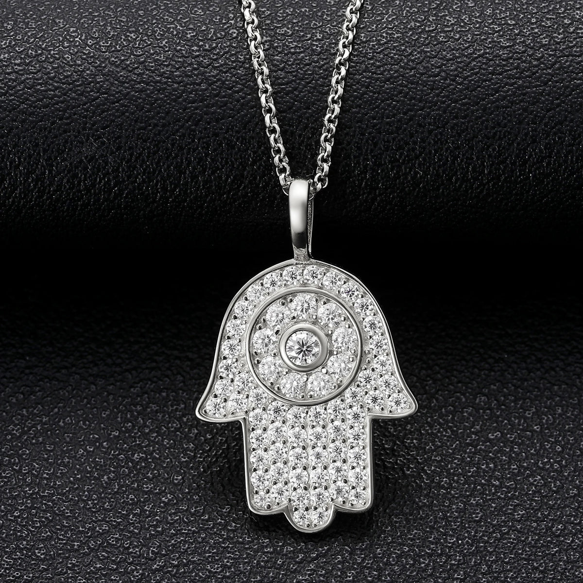 Spiritual Hamsa III | Genuine VVS Moissanite Diamond Hamsa Hand Solid Sterling Silver Hip Hop Chain