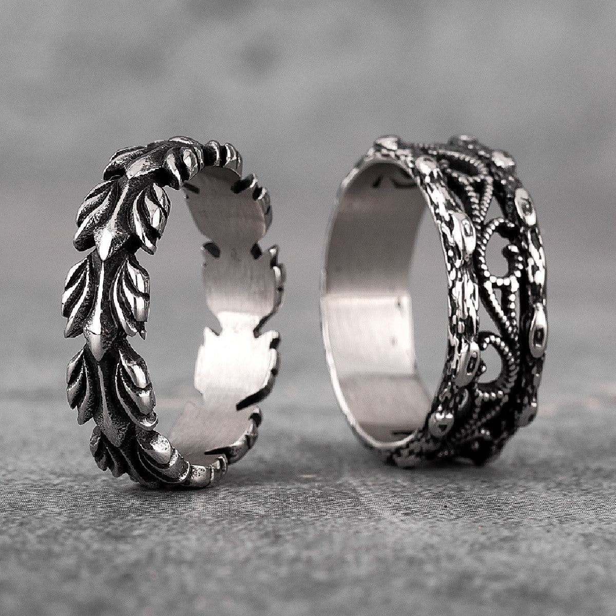 Lucky Olive Branch | No Fade Stainless Steel Vintage Designer Men's Casual Rings