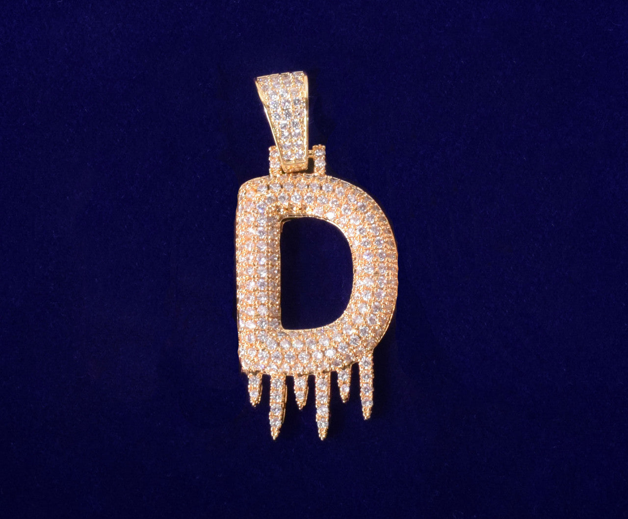 Ice Sickle | Iced VVS Diamond CZ Blinged Out Solid Back Prong Set Initial Pendants