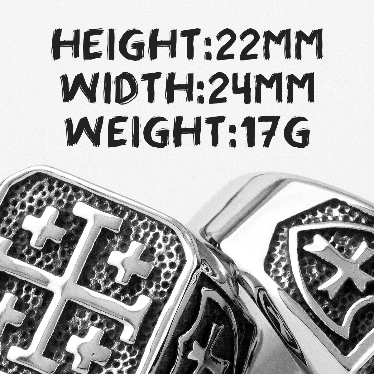 Jerusalem | No Fade Stainless Steel Spiritual Retro Protection Cross Men's Ring