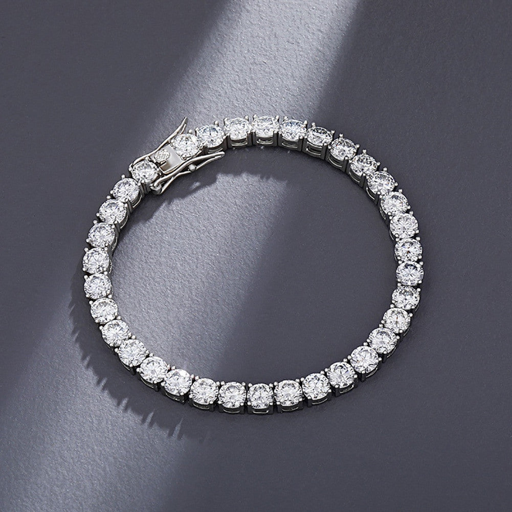 Moissanite Genuine Lab Diamond 925 Sterling Silver 3mm-5mm Round Cut Tennis Bracelet