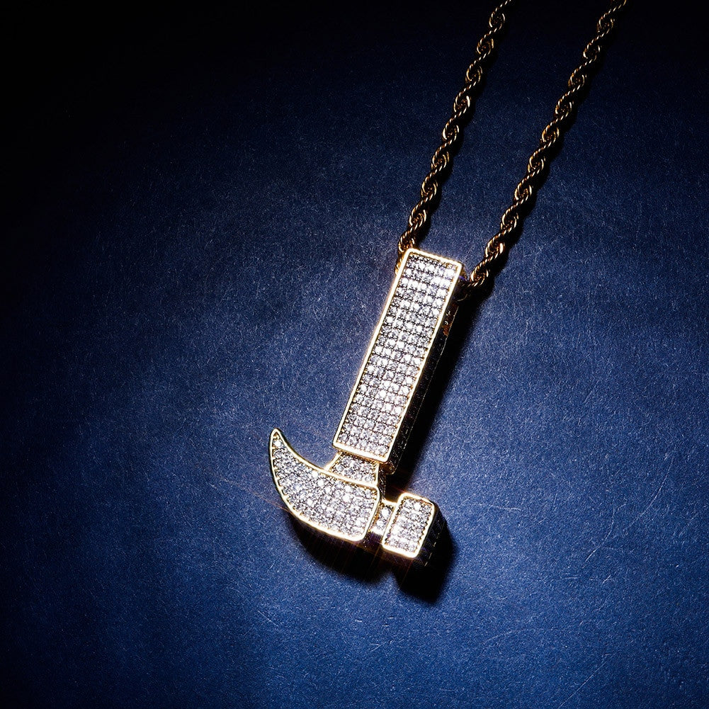 Flooded Ice True AAA+ Micro Pave 14k Gold Bling Hammer Hip Hop Pendant