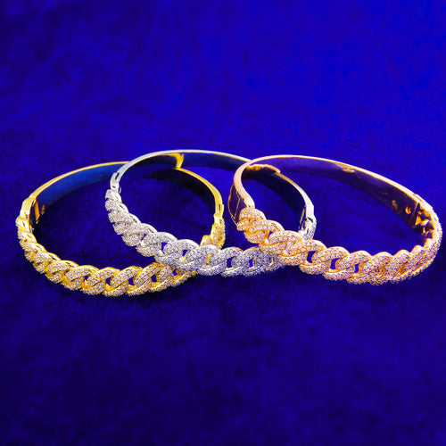 The Cubano | 10mm VVS Diamond CZ Cuban Link Bangle Hip Hop Bracelets