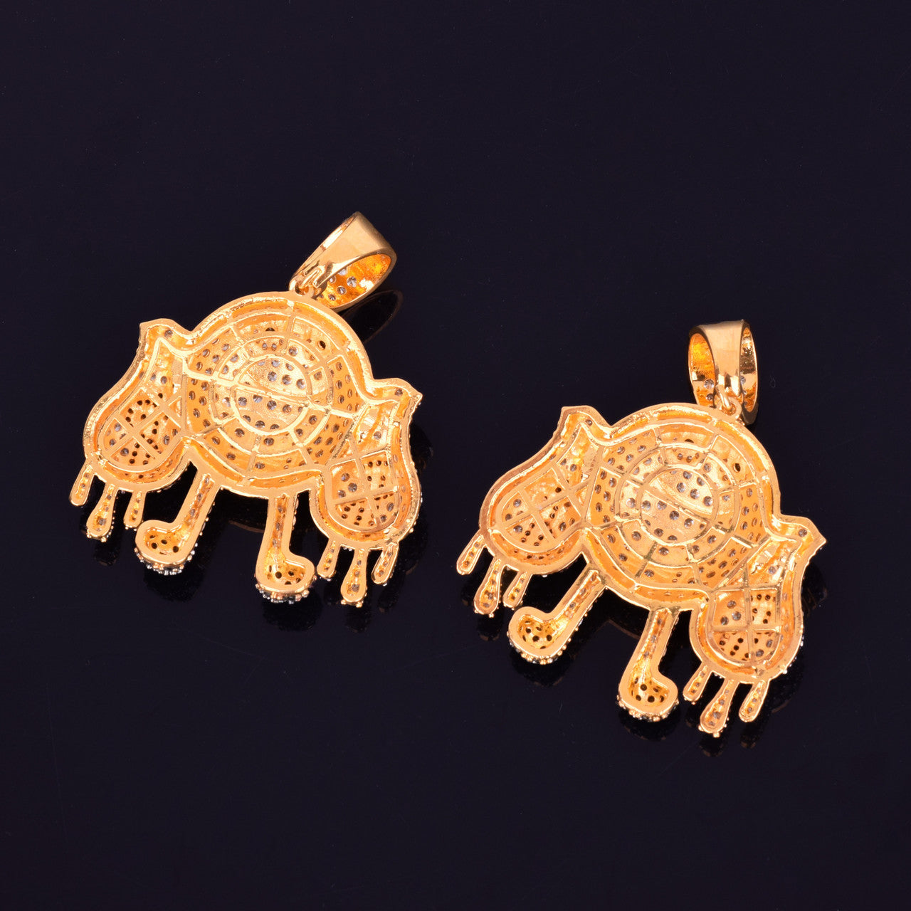 M & M Drip Hold Money Bag 18k Gold Hip Hop AAA Micro Pave Stone Bling Pendant