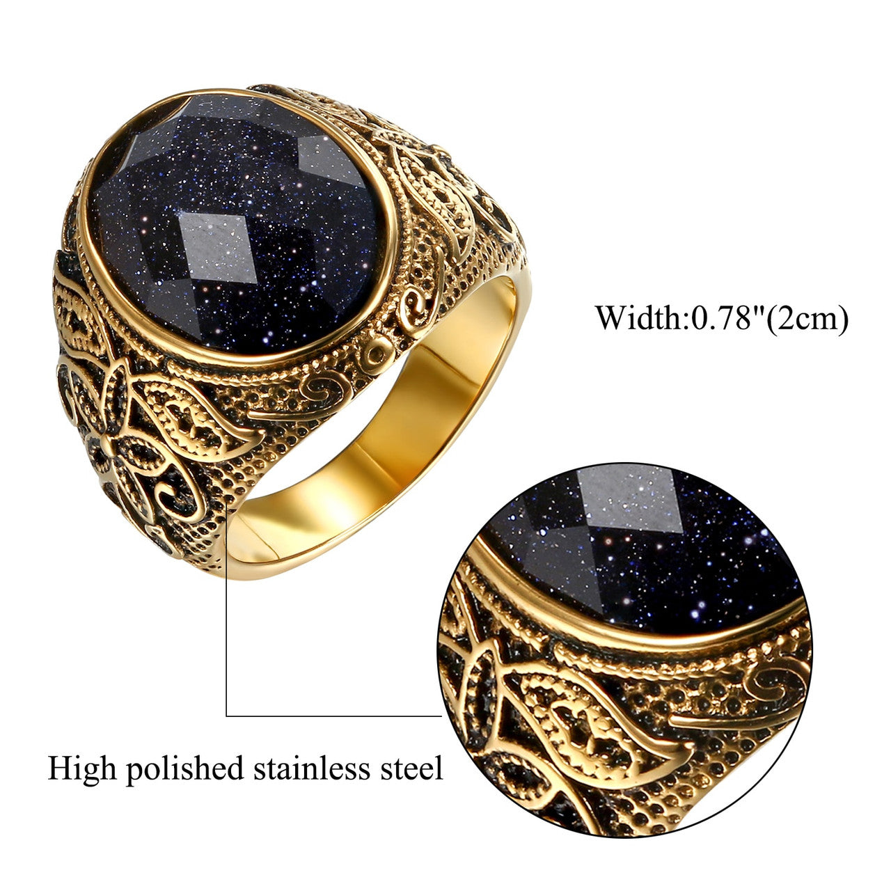 14k Gold Stainless Steel Eye Of Eternity Classic Bling Rings