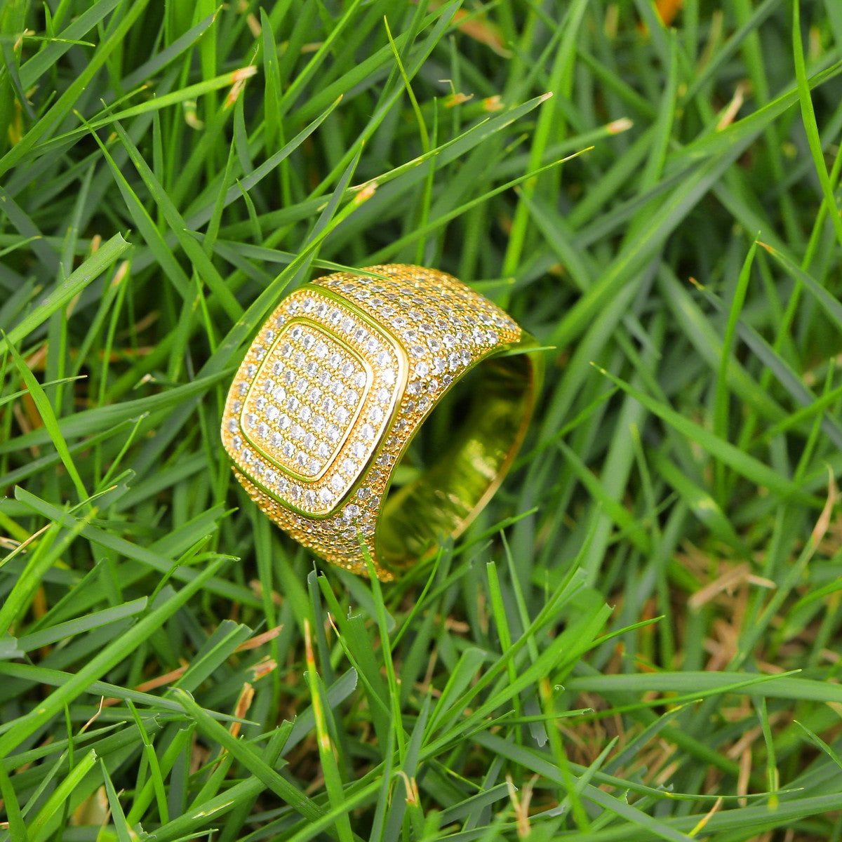 Double Square | Yellow 14k White Gold Flooded Ice Hip Hop VVS Diamond CZ Rings