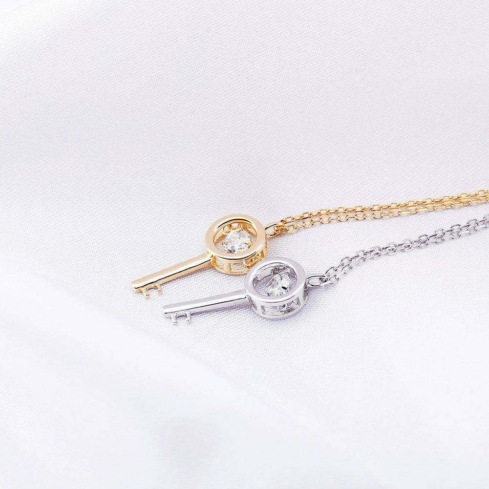 Ladies 14k Gold Over 100% 925 Sterling Silver Retro Skeleton Key Pendant Necklace