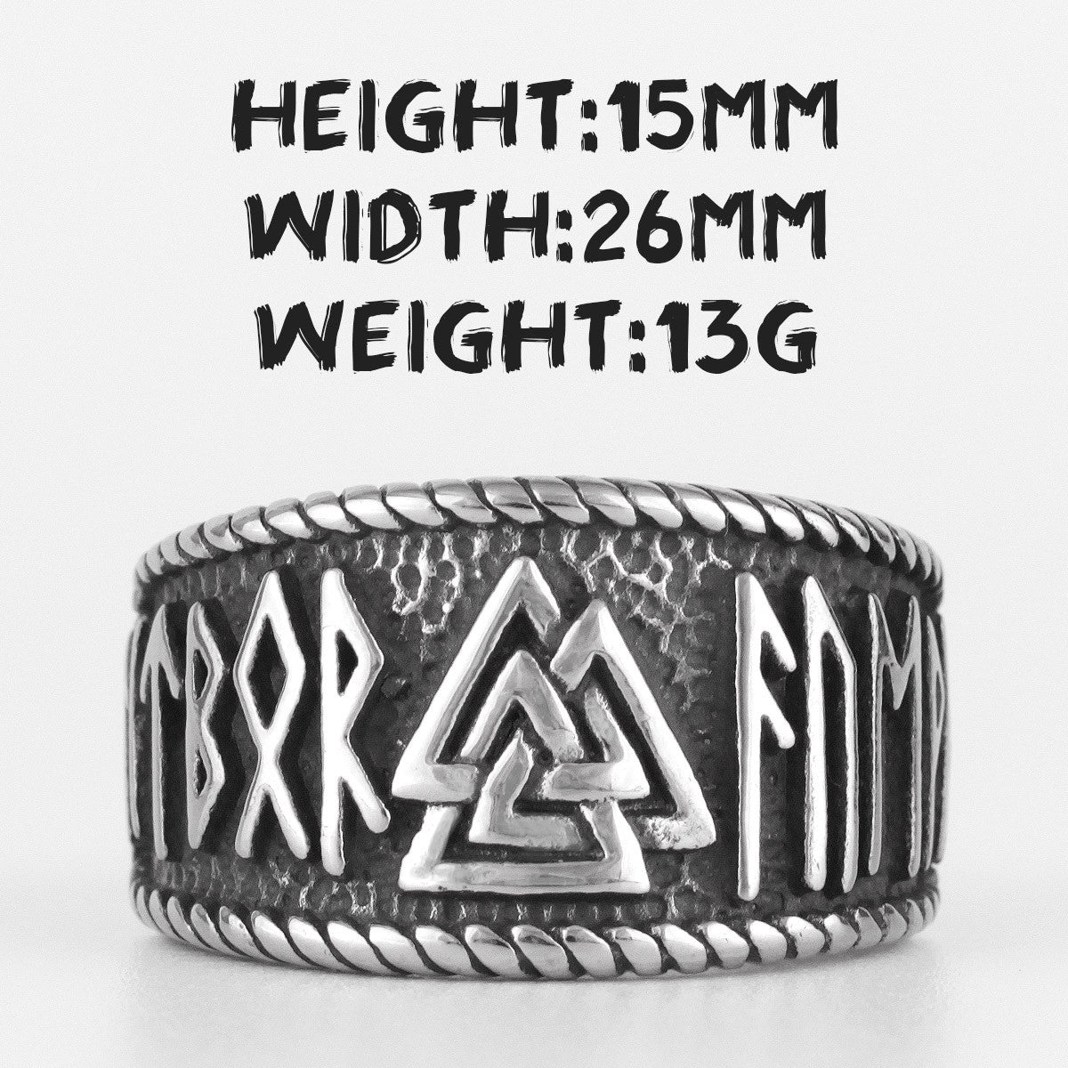 The Myth Of Odin | 316L No Fade Stainless Steel Three Triangle Norse Mythology Unique Ring