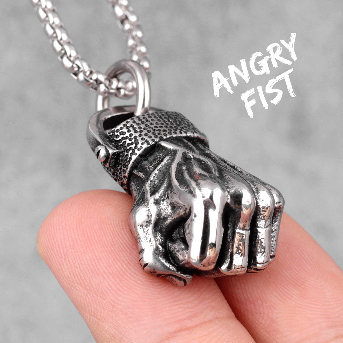 Angry Fist | Mens Street Wear Hip Hop No Fade Stainless Steel Fist Pendant