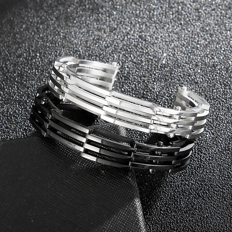 Prestige Steel | Men's Classic Wide Band Stainless Steel Bangle Bracelet