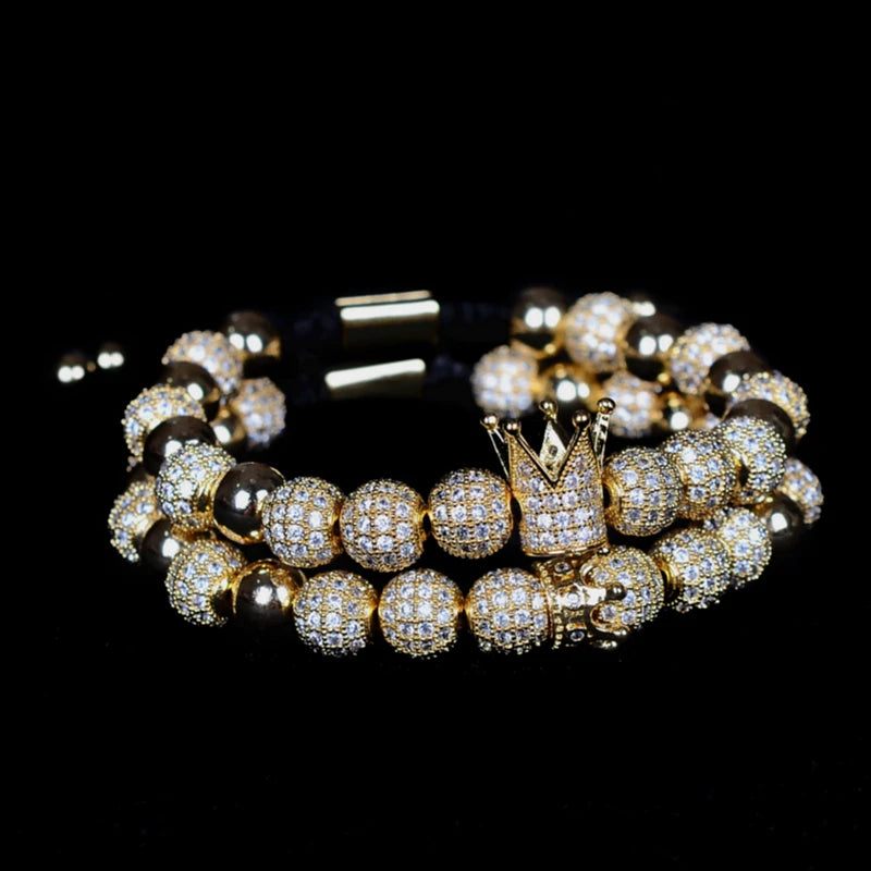 Claim The Throne | Luxury Crown Charm VVS Diamond CZ Iced Blinged Out Bracelet