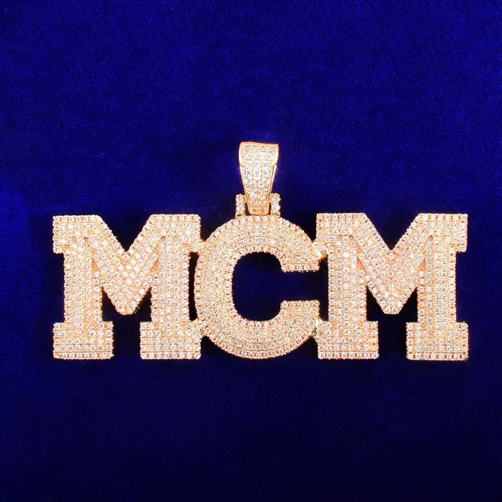 18k Gold 925 Silver Customized Name Drip Drop Graffiti Letter Hip Hop Iced Pendants